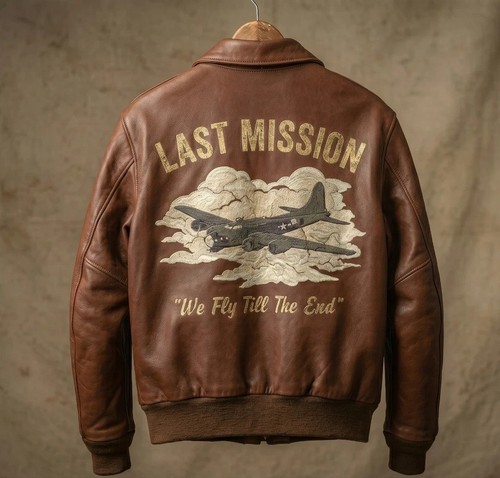 Ww2 brown leather bomber - ww2,