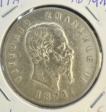5 Lire 1874 M Regno d'Italia