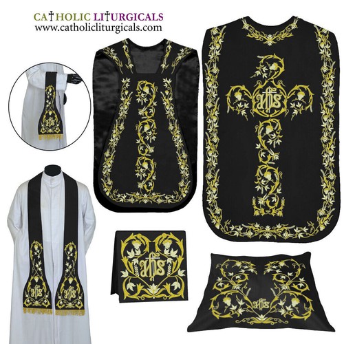 Nero roman chasuble fiddleback - nero,