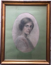 STAMPA OVALE CON VOLTO FEMMINILE - FEMALE FACE OLD OVAL PRINT