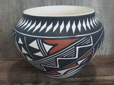 Ceramica Acoma Pueblo linea fine dipinta a mano di Ortiz