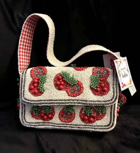 Borsa perline pomodoro gingham - borsa,