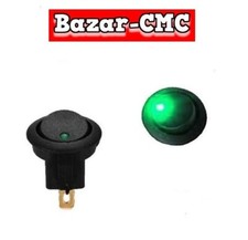 Mini INTERRUTTORE LED luminoso a bilanciere VERDE tondo 12V on off incasso 20A