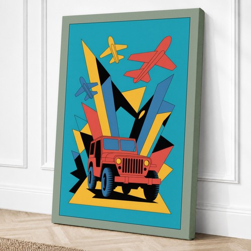 Stampa tela retrò jeep - tela,