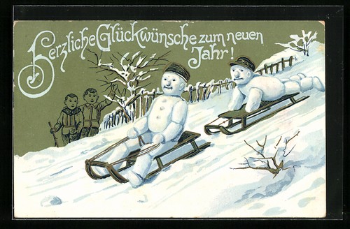 Cartolina pupazzi neve - di,