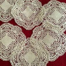 6 centrini in filet meccanico beige 15 cm