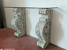 VECCHIA CONSOLE IN  MARMO LAVORATA A MANO  CON CRISTALLO