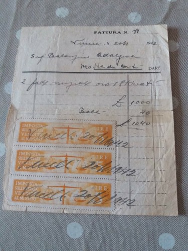 Fattura 1942 con bolli - con,