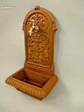 Fontane Muro Ghisa Fontane Giardino Lavabo IN Ghisa H.62cm Antik-Rost