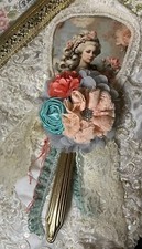 Shabby Chic  French Country, Antique Vanity Hand Mirror, French Court Lady