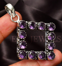 Ciondolo pietra preziosa ametista argento sterling 925 ciondolo gioiello fatt...