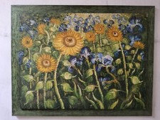 Quadro van Gogh girasoli e iris DIPINTO ARTE CONTEMPORANEA CORNICE  106x136 CM