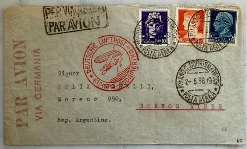 Italia 1938 posta aerea per - italia,