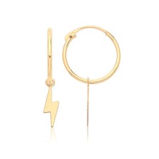 Chiusura a Scatto Fulmine Cerchietto Orecchini Cerchio 9ct Oro Giallo 375 Nuovo