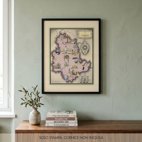 Mappa illustrata umbria - illustrata, 1939