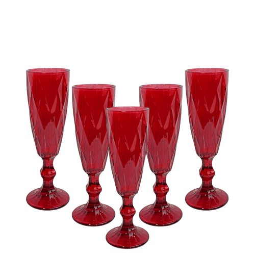 Set calici flute vetro rosso - set, 6