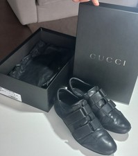 GUCCI SCARPE SNEAKERS PELLE NERO-EU35-SCATOLA ORIGINALE-MODELLO 121830-UNISEX