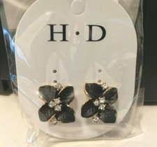   Orecchini fiore strass neri  / Bigiotteria idea regalo donna ragazza