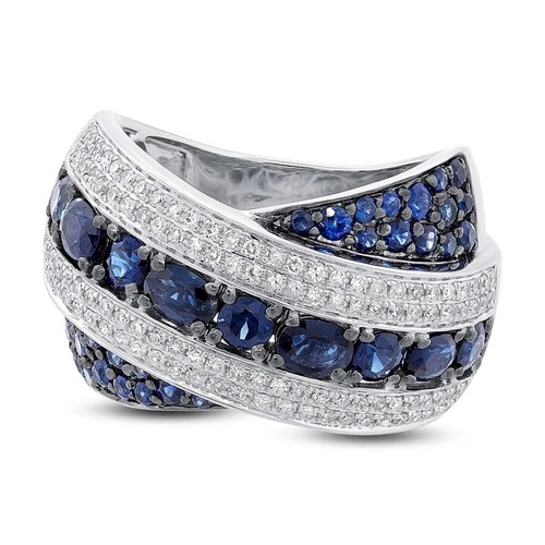14k oro bianco blu zaffiro - bianco,