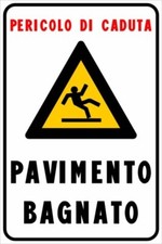 CARTELLO TARGA PAVIMENTO BAGNATO CARTELLI  20x30 cm TARGHE ALLUMINIO 3mm 4 FORI