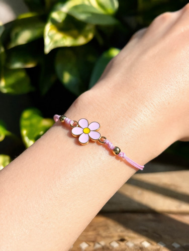 Bracciale rosa regolabile con