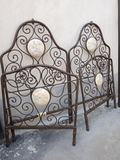 LETTO MATRIMONIALE FERRO A RICCIOLI ANTICO '800 - CHIODI RIBATTUTI - EMILIA