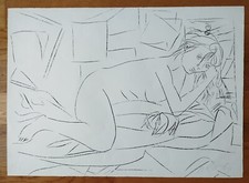 Litografia stampa Pericle Fazzini Nudo il Bisonte Firenze scultore Grottammare