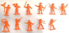Lotto 11 Soldatini Cowboy e Nordisti Colore Arancione Senza Marca Scala 1/32