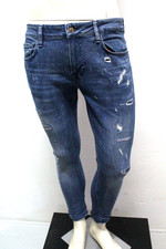 Guess Jeans Uomo Miami Super Skinny Denim Blu Strappati Taglia 32 Originali