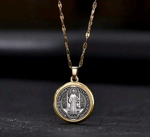 Collana medaglia san benedetto - collana,