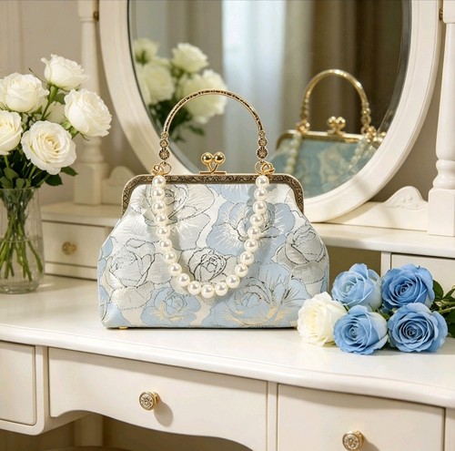 Pochette broccato celeste - broccato,