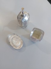 SET DA APPOGGIO FOGLIA ARGENTO PORTA SAPONE BICCHIERE DISPENSER SAPONE LIQUIDO