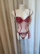 Infiore, guepiere, tulle e ricamo color amaranto, ( 2 ezzi)Tg 4, Sexy, Osè,