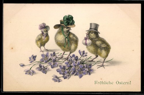 Cartolina pulcini pasquali con