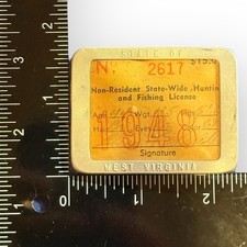 1948 non residente statale West Virginia licenza di caccia e pesca telaio in metallo