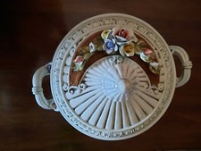VINTAGE PREZIOSO IMPORTANTE CENTROTAVOLA ZUPPIERA CERAMICA CAPODIMONTE 