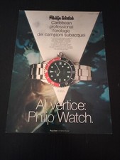 1989 PHILIP WATCH CARIBBEAN PROFESSIONAL 2000 QUARTZ SUB OROLOGIO PUB VINTAGE AD