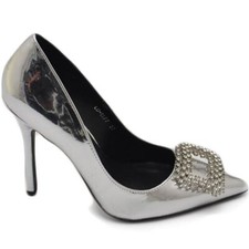 Decolette' donna lucido specchio argento con gioiello spilla quadrato oro in pun