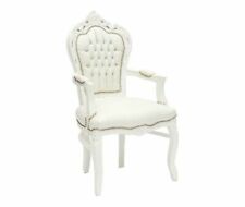 Poltrona in legno di faggio rivestimento eco pelle bianca laccata bianco Luxury