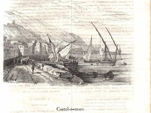 Stampa antica castellammare - antica,