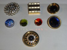 8 BOTTONI GIOIELLO STRASS CRISTALLI RECUPERATI SARTORIA ANNI 80 NUOVI