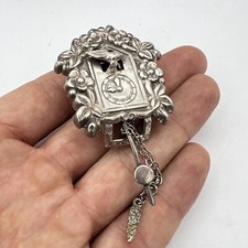 Antica spilla CORO Pegasus anni '60 Orologio a Cucu Fermaglio per Pelliccia