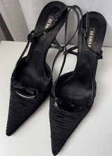 LE SILLA Scarpe di seta nere con tacco alto, Vintage. Tg. 40,5