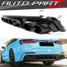 Terminale di Scarico Diffusore Posteriore Nero Lucido per AUDI A6 C8 4K Berlina Avant S-Line 18+