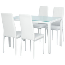 Set 5 Pezzi con 1 Tavolo e 4 Sedie per Cucina o Sala da Pranzo Bianco