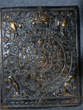 Zodiaco Calendario Tibetano Antico IN Rame Tibet Inizio 20 Secolo