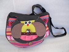 BORSA TRACOLLA PICCOLA TRACOLLINA TONDA COTONE GUFO ETNICO THAILANDIA