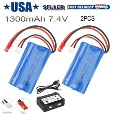2x Batteria Li-ion 7.4V 1300mAh 15C JST Spina e Caricatore per RC Auto Fuoristrada Camion