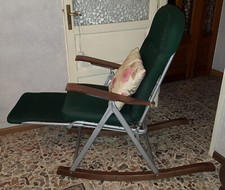 Sdraio sedia dondolo poggiapiedi estraibile tessuto metallo legno