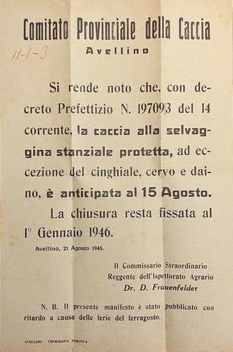 Manifesto inizio caccia